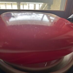 Pyrex Red and White Glass Bowl